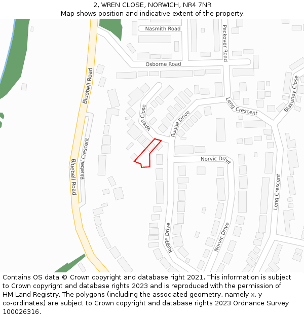 2, WREN CLOSE, NORWICH, NR4 7NR: Location map and indicative extent of plot