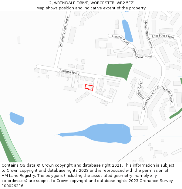 2, WRENDALE DRIVE, WORCESTER, WR2 5FZ: Location map and indicative extent of plot