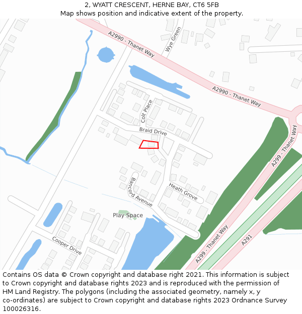 2, WYATT CRESCENT, HERNE BAY, CT6 5FB: Location map and indicative extent of plot