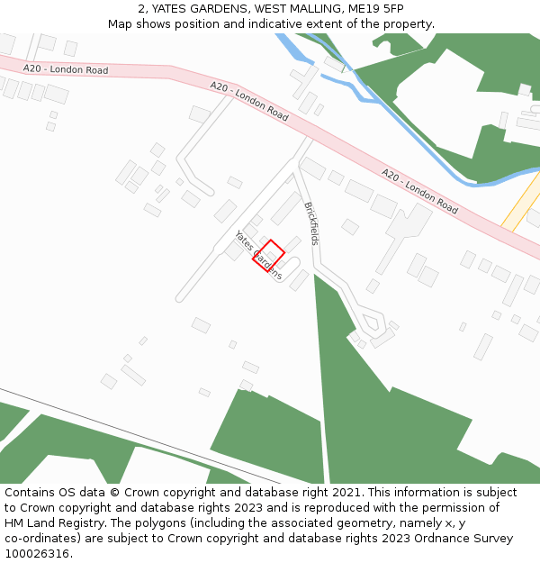 2, YATES GARDENS, WEST MALLING, ME19 5FP: Location map and indicative extent of plot