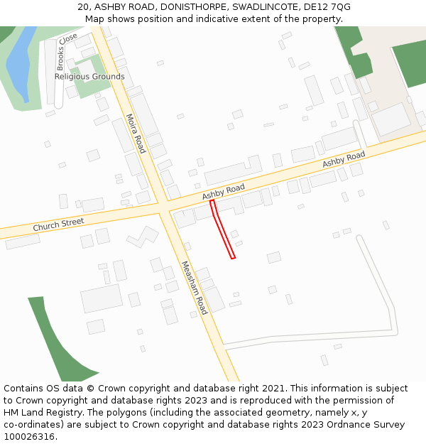 20, ASHBY ROAD, DONISTHORPE, SWADLINCOTE, DE12 7QG: Location map and indicative extent of plot