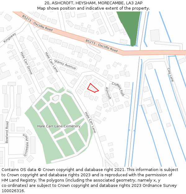 20, ASHCROFT, HEYSHAM, MORECAMBE, LA3 2AP: Location map and indicative extent of plot