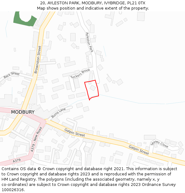 20, AYLESTON PARK, MODBURY, IVYBRIDGE, PL21 0TX: Location map and indicative extent of plot