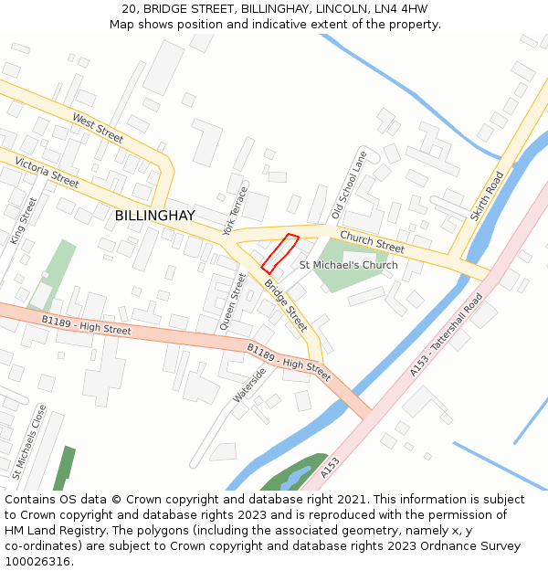 20, BRIDGE STREET, BILLINGHAY, LINCOLN, LN4 4HW: Location map and indicative extent of plot