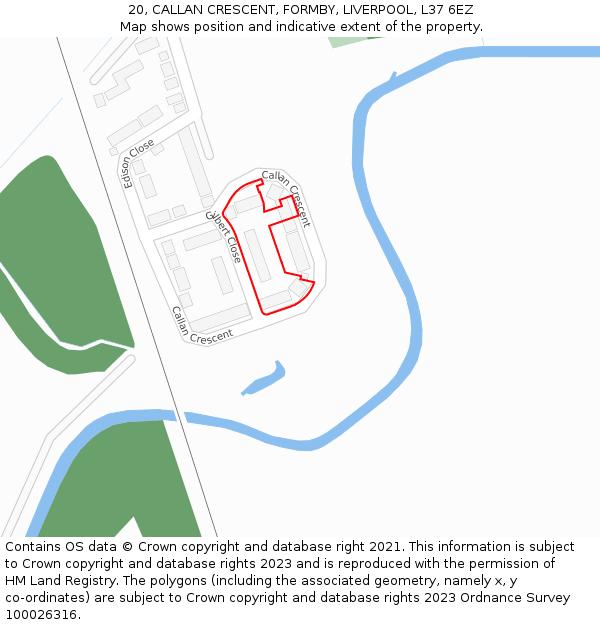 20, CALLAN CRESCENT, FORMBY, LIVERPOOL, L37 6EZ: Location map and indicative extent of plot