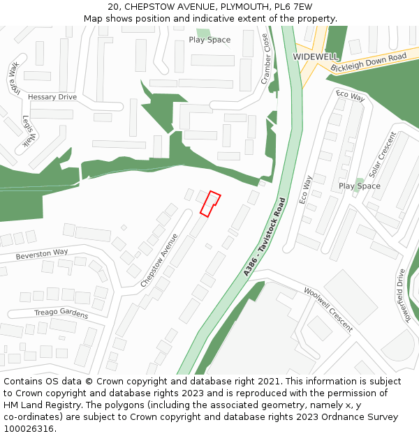 20, CHEPSTOW AVENUE, PLYMOUTH, PL6 7EW: Location map and indicative extent of plot