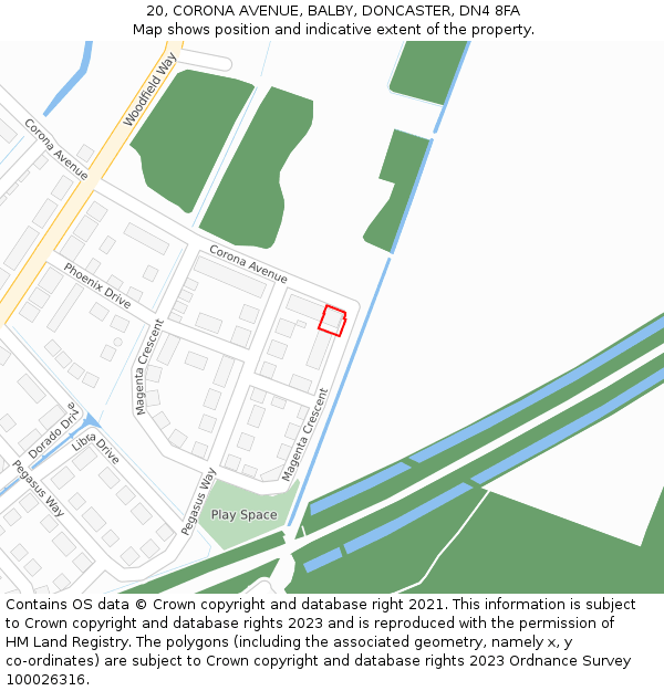 20, CORONA AVENUE, BALBY, DONCASTER, DN4 8FA: Location map and indicative extent of plot