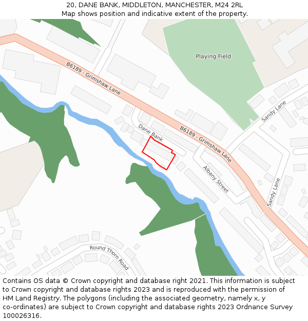 20, DANE BANK, MIDDLETON, MANCHESTER, M24 2RL: Location map and indicative extent of plot