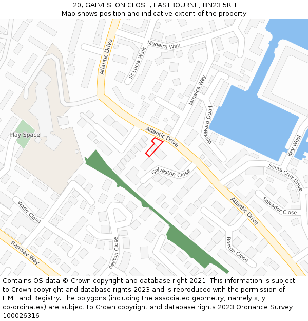 20, GALVESTON CLOSE, EASTBOURNE, BN23 5RH: Location map and indicative extent of plot