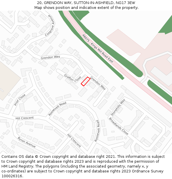 20, GRENDON WAY, SUTTON-IN-ASHFIELD, NG17 3EW: Location map and indicative extent of plot