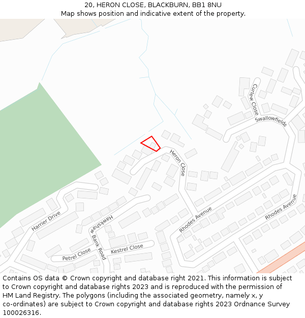 20, HERON CLOSE, BLACKBURN, BB1 8NU: Location map and indicative extent of plot