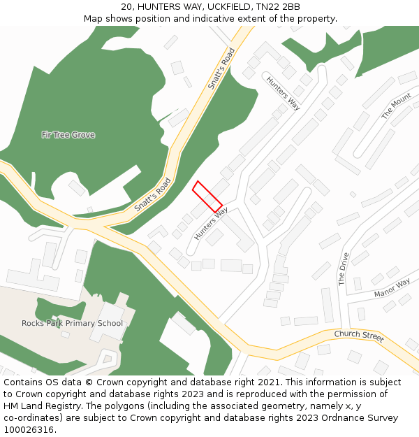 20, HUNTERS WAY, UCKFIELD, TN22 2BB: Location map and indicative extent of plot