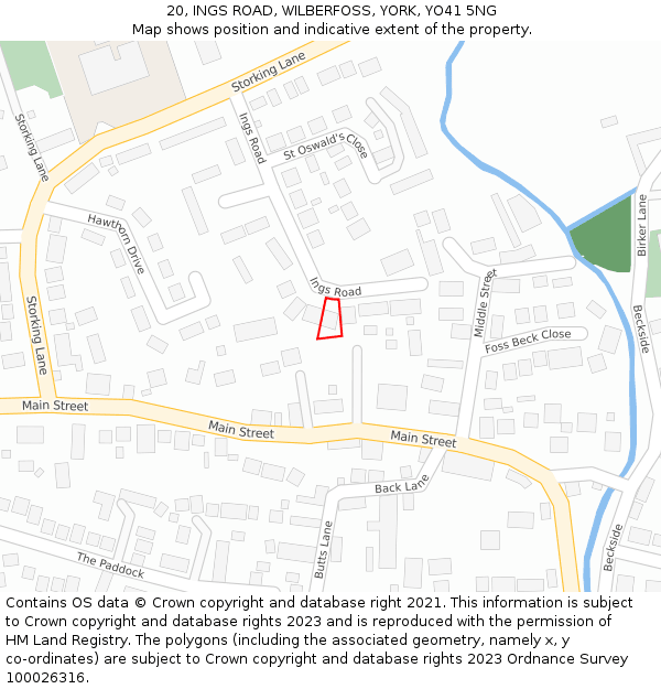 20, INGS ROAD, WILBERFOSS, YORK, YO41 5NG: Location map and indicative extent of plot