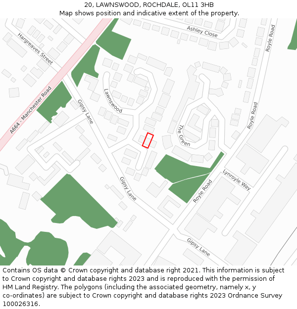 20, LAWNSWOOD, ROCHDALE, OL11 3HB: Location map and indicative extent of plot