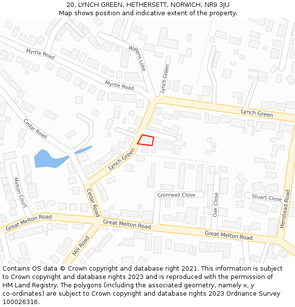 20, LYNCH GREEN, HETHERSETT, NORWICH, NR9 3JU: Location map and indicative extent of plot