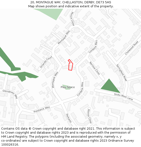 20, MONTAGUE WAY, CHELLASTON, DERBY, DE73 5AS: Location map and indicative extent of plot