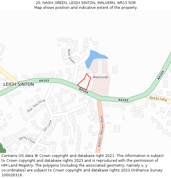 20, NASH GREEN, LEIGH SINTON, MALVERN, WR13 5DR: Location map and indicative extent of plot