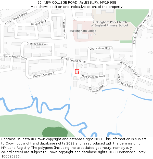 20, NEW COLLEGE ROAD, AYLESBURY, HP19 9SE: Location map and indicative extent of plot