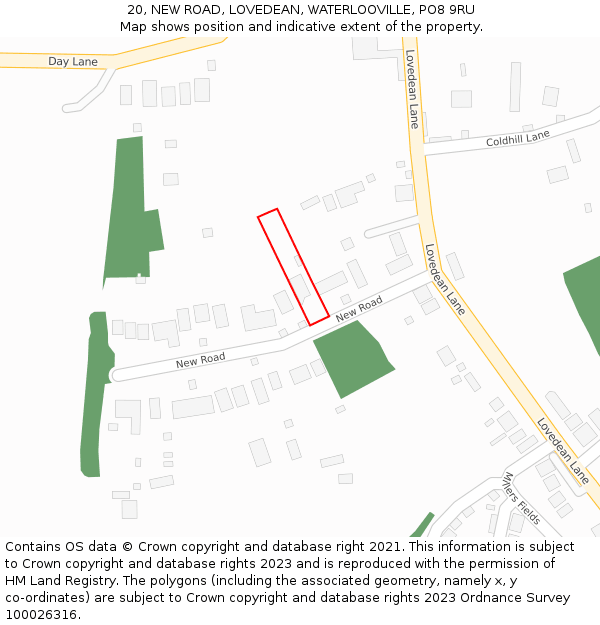 20, NEW ROAD, LOVEDEAN, WATERLOOVILLE, PO8 9RU: Location map and indicative extent of plot