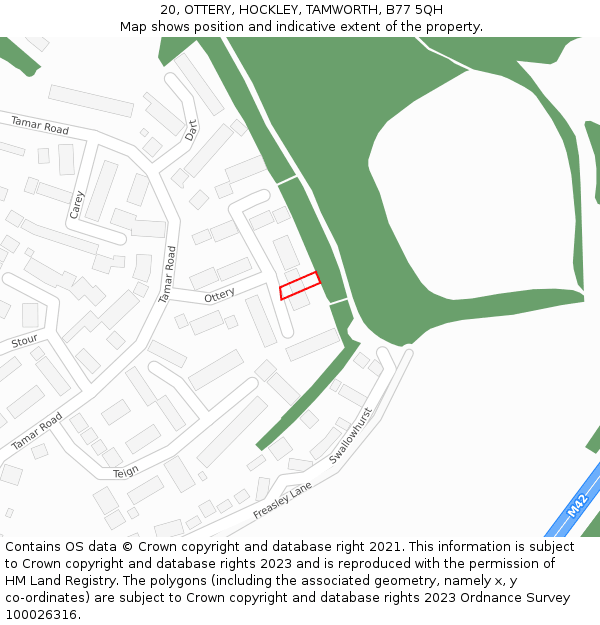 20, OTTERY, HOCKLEY, TAMWORTH, B77 5QH: Location map and indicative extent of plot