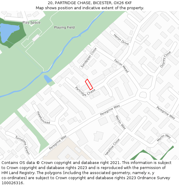 20, PARTRIDGE CHASE, BICESTER, OX26 6XF: Location map and indicative extent of plot