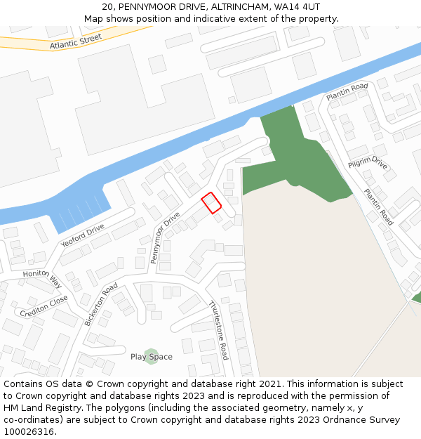 20, PENNYMOOR DRIVE, ALTRINCHAM, WA14 4UT: Location map and indicative extent of plot