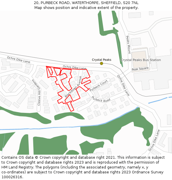 20, PURBECK ROAD, WATERTHORPE, SHEFFIELD, S20 7NL: Location map and indicative extent of plot