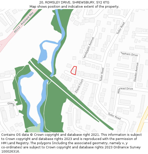 20, ROMSLEY DRIVE, SHREWSBURY, SY2 6TG: Location map and indicative extent of plot