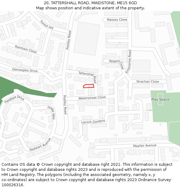 20, TATTERSHALL ROAD, MAIDSTONE, ME15 6GD: Location map and indicative extent of plot