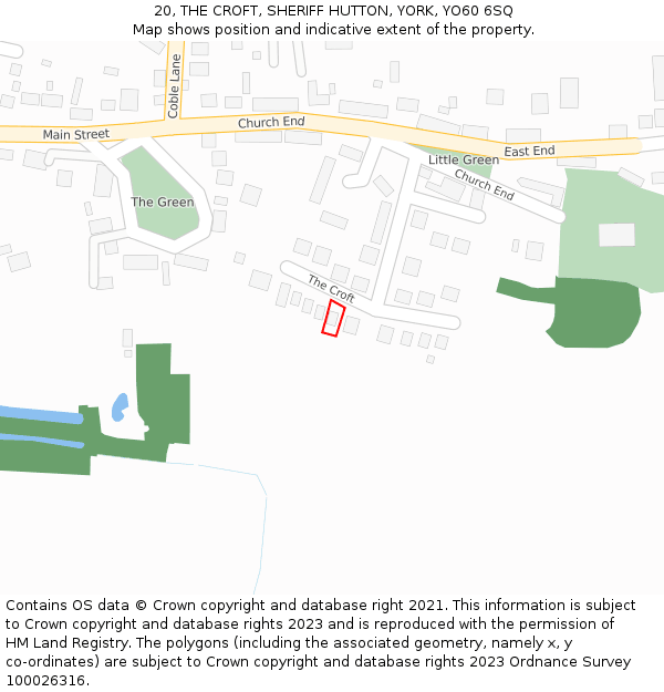 20, THE CROFT, SHERIFF HUTTON, YORK, YO60 6SQ: Location map and indicative extent of plot