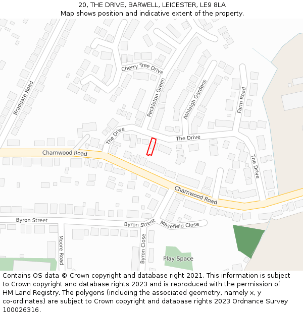 20, THE DRIVE, BARWELL, LEICESTER, LE9 8LA: Location map and indicative extent of plot