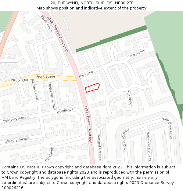 20, THE WYND, NORTH SHIELDS, NE30 2TE: Location map and indicative extent of plot