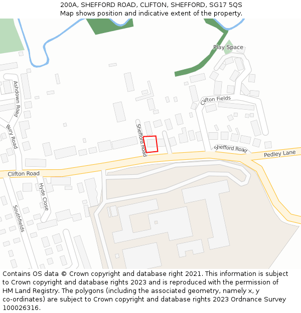 200A, SHEFFORD ROAD, CLIFTON, SHEFFORD, SG17 5QS: Location map and indicative extent of plot