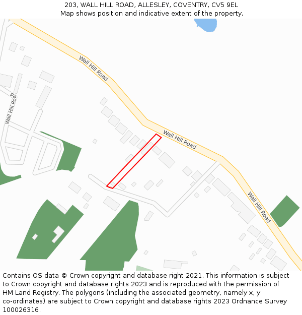 203, WALL HILL ROAD, ALLESLEY, COVENTRY, CV5 9EL: Location map and indicative extent of plot