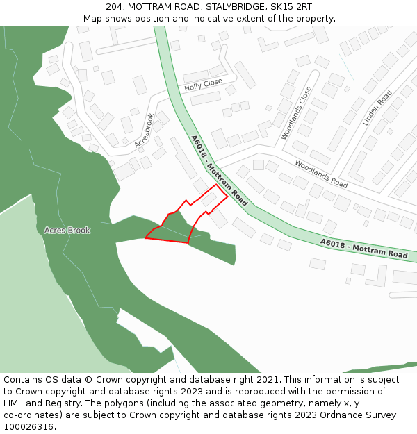 204, MOTTRAM ROAD, STALYBRIDGE, SK15 2RT: Location map and indicative extent of plot