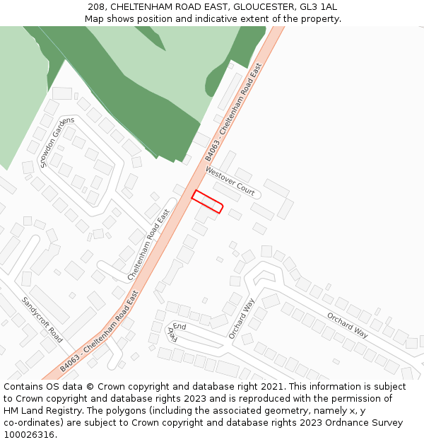 208, CHELTENHAM ROAD EAST, GLOUCESTER, GL3 1AL: Location map and indicative extent of plot