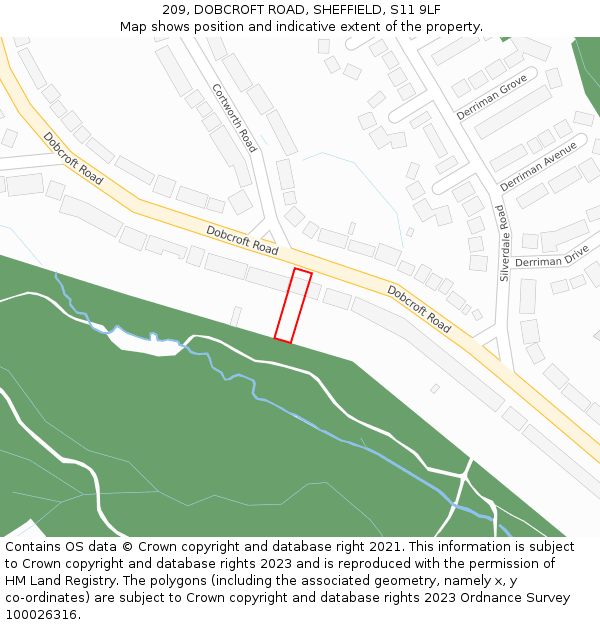 209, DOBCROFT ROAD, SHEFFIELD, S11 9LF: Location map and indicative extent of plot