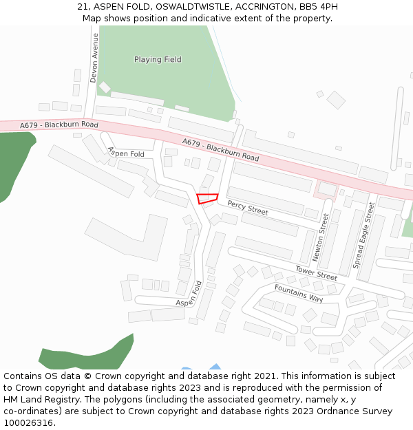 21, ASPEN FOLD, OSWALDTWISTLE, ACCRINGTON, BB5 4PH: Location map and indicative extent of plot