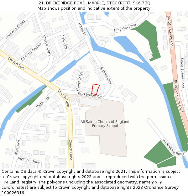 21, BRICKBRIDGE ROAD, MARPLE, STOCKPORT, SK6 7BQ: Location map and indicative extent of plot