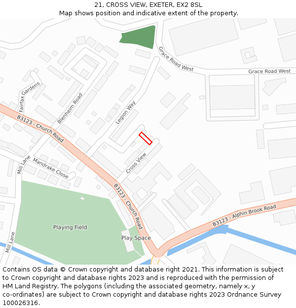 21, CROSS VIEW, EXETER, EX2 8SL: Location map and indicative extent of plot