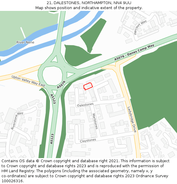 21, DALESTONES, NORTHAMPTON, NN4 9UU: Location map and indicative extent of plot