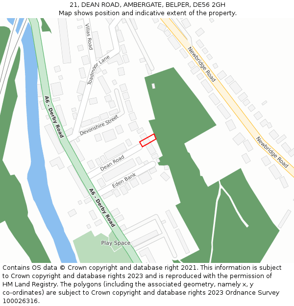 21, DEAN ROAD, AMBERGATE, BELPER, DE56 2GH: Location map and indicative extent of plot