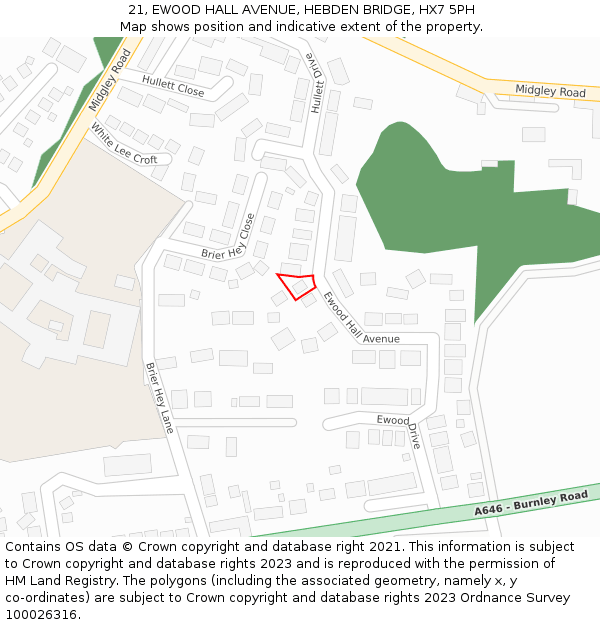 21, EWOOD HALL AVENUE, HEBDEN BRIDGE, HX7 5PH: Location map and indicative extent of plot