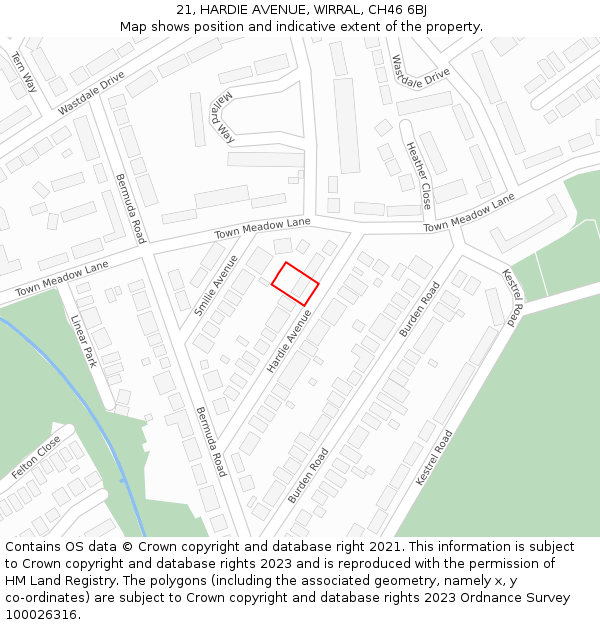 21, HARDIE AVENUE, WIRRAL, CH46 6BJ: Location map and indicative extent of plot