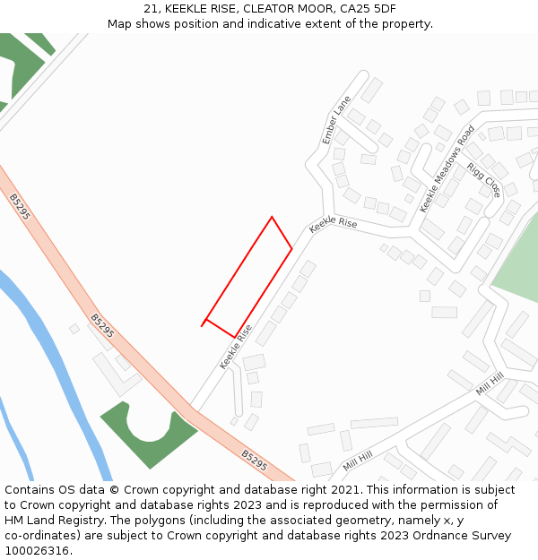 21, KEEKLE RISE, CLEATOR MOOR, CA25 5DF: Location map and indicative extent of plot