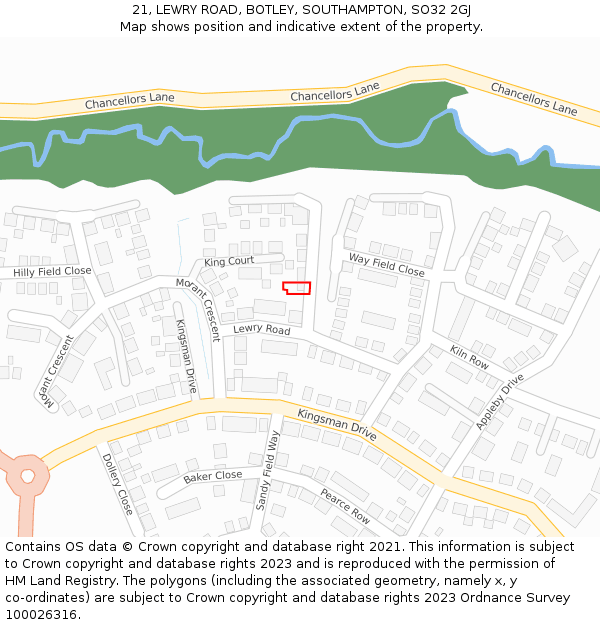 21, LEWRY ROAD, BOTLEY, SOUTHAMPTON, SO32 2GJ: Location map and indicative extent of plot