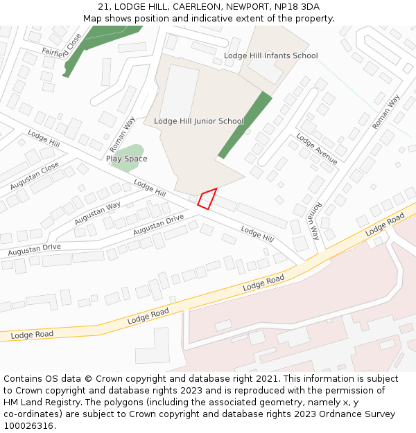 21, LODGE HILL, CAERLEON, NEWPORT, NP18 3DA: Location map and indicative extent of plot