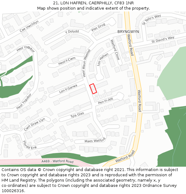 21, LON HAFREN, CAERPHILLY, CF83 1NR: Location map and indicative extent of plot