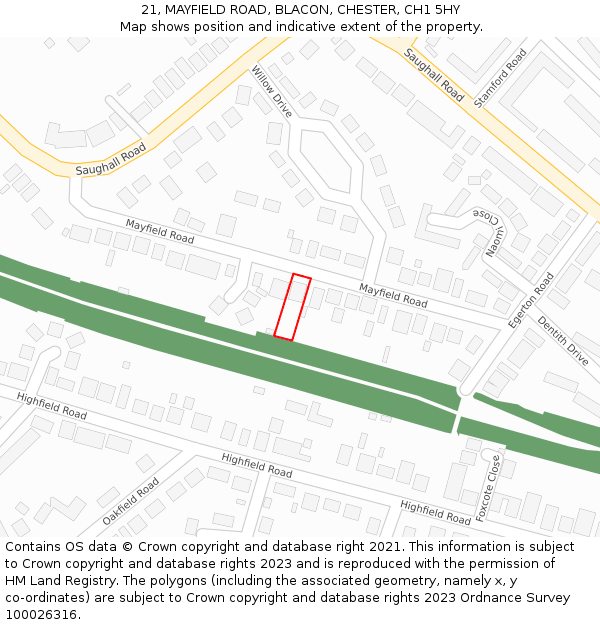 21, MAYFIELD ROAD, BLACON, CHESTER, CH1 5HY: Location map and indicative extent of plot