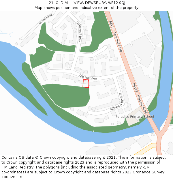 21, OLD MILL VIEW, DEWSBURY, WF12 9QJ: Location map and indicative extent of plot